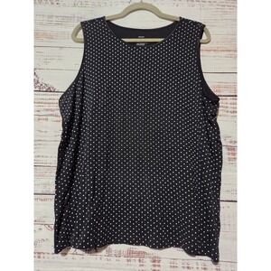 CJ Banks Womens 2X Polka Dot Tank Top Black White Cotton Layer-Your-Look Tank